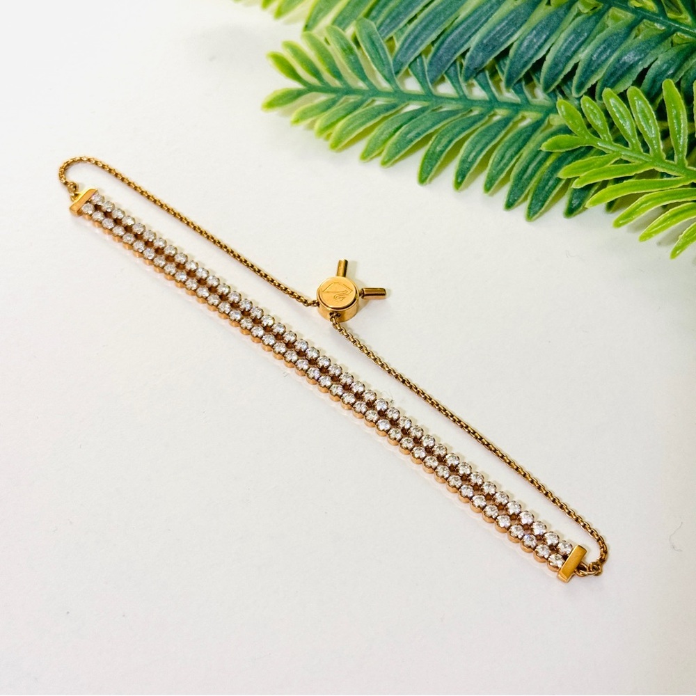 Swarovski Rose Gold Crystal Double Chain Bracelet - Picture 4 of 10